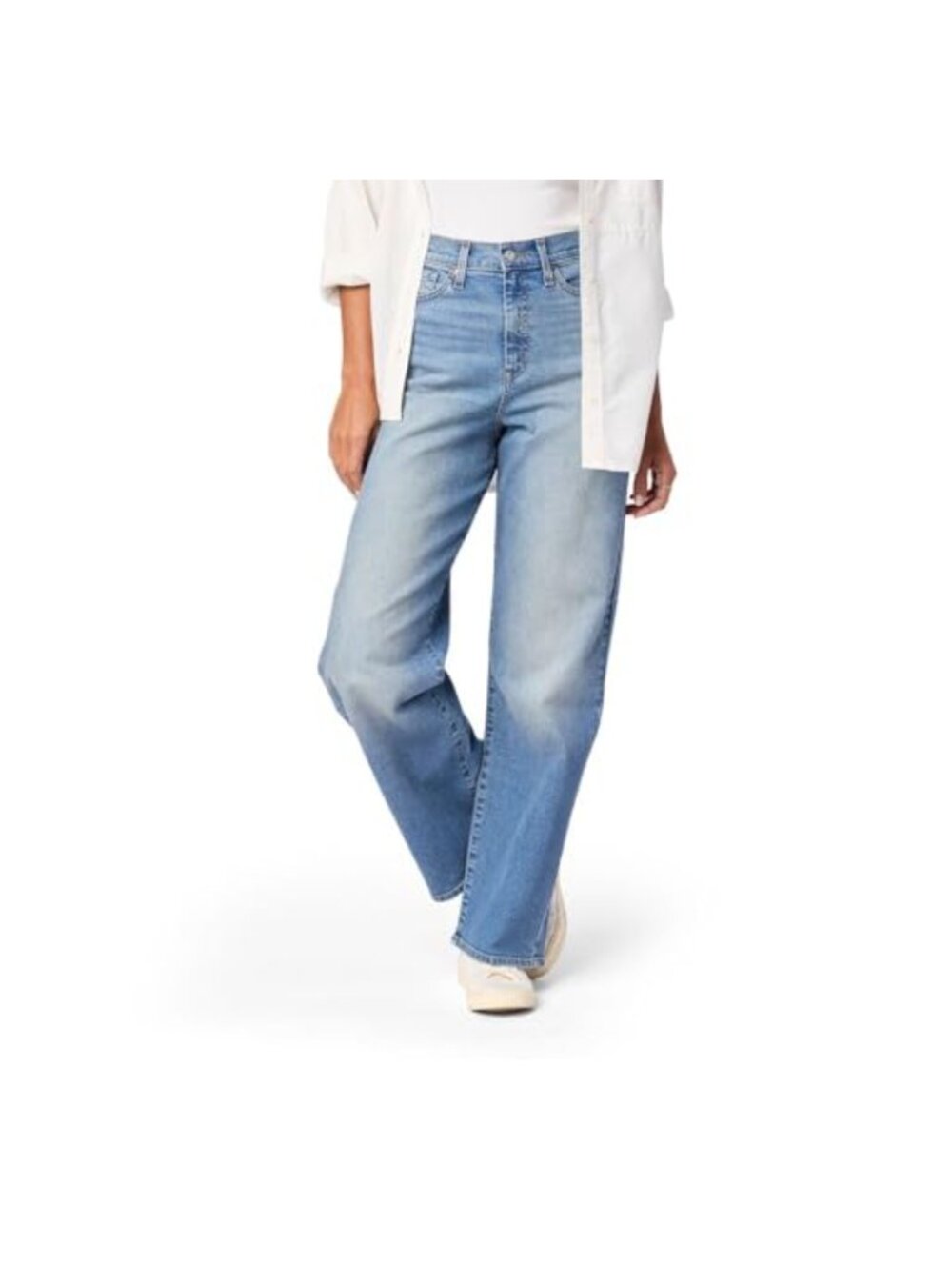 High-Rise Loose Straight Jeans Vintage Stretch Denim Relaxed Fit